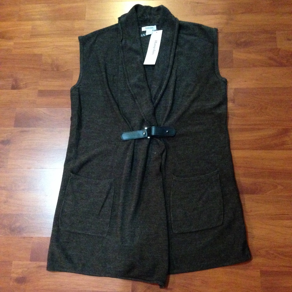 Hampshire Studio Dar Brown Sleeveless Duster/Vest